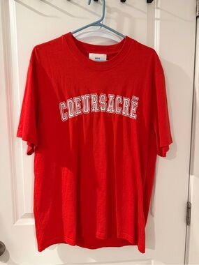 Ami Alexandre Mattiussi Red 'COEURSACRÉ' Graphic Short Sleeve Tee